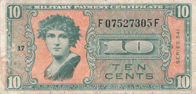 USA MPC Series 541 p.M37 10 Cents 1958 F